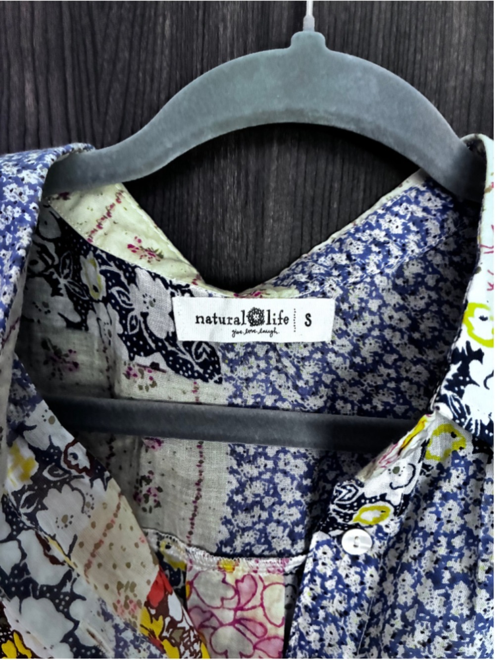 Natural Life Patchwork Tie Front Tank Size S - Picture 2 of 3